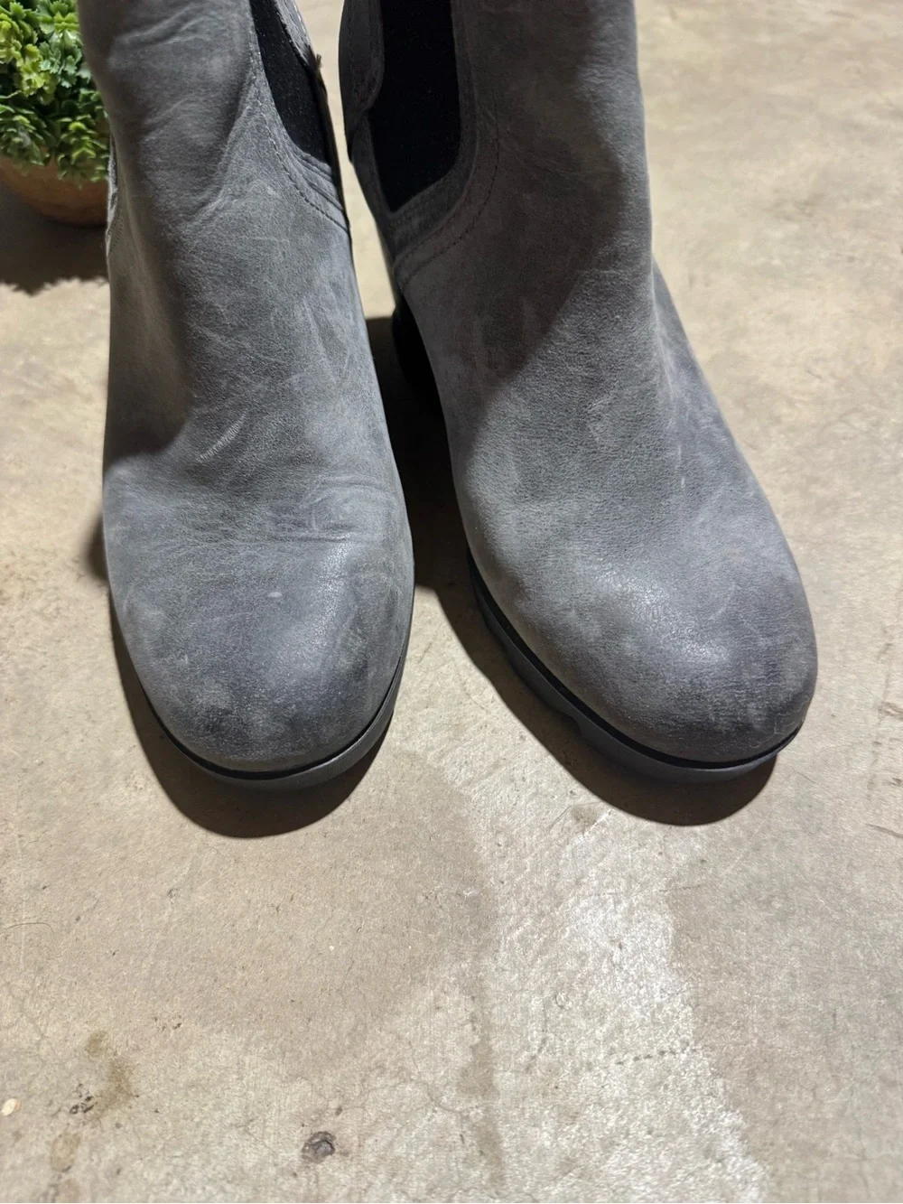 Sorel Joan of Arctic Wedge III Chelsea Ankle Boots Women Size 7.5 Gray Black